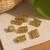 Golden hollowed-out rectangular beaded fashion versatile accessory, trendy and simple style plastic electroplated pendant clock, card head, pendant buckle, rope buckle, decorative buckle, DIY waistband rope head, hat rope head details Picture